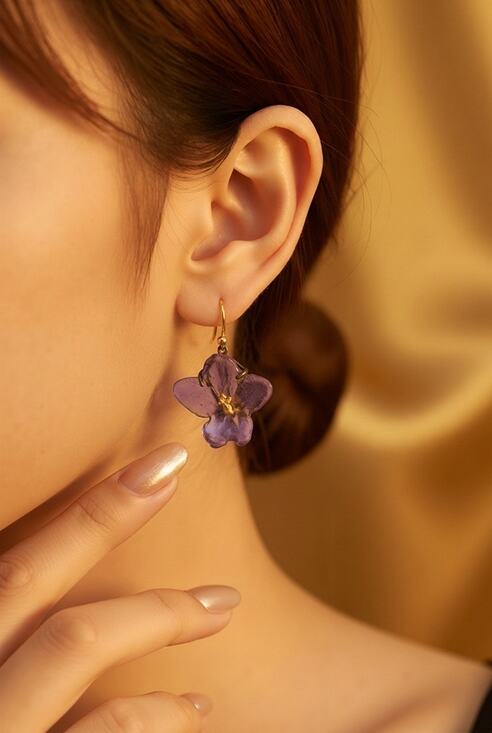 Michael Michaud Jewelry - Michael Michaud Purple African Violet Wire Earrings